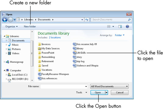 Com obrir un document existent a Office 2010