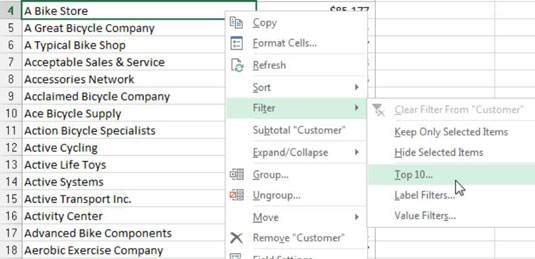 Vistes superior i inferior impulsades per pivots als informes d'Excel