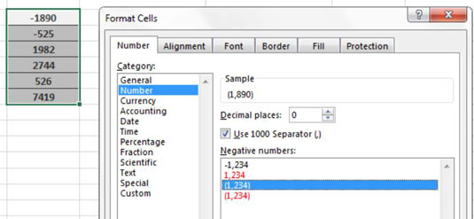 Excel-rapporter: tilpasset nummerformatering