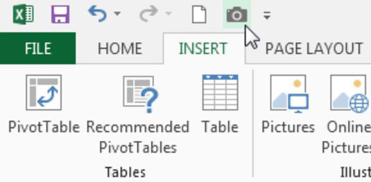 Tabule a zostavy: Nájdite nástroj Excel Camera Tool