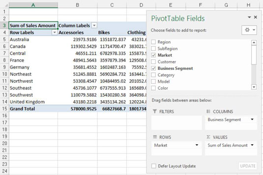 Excel informācijas paneļi un pārskati: pārkārtojiet rakurstabulu