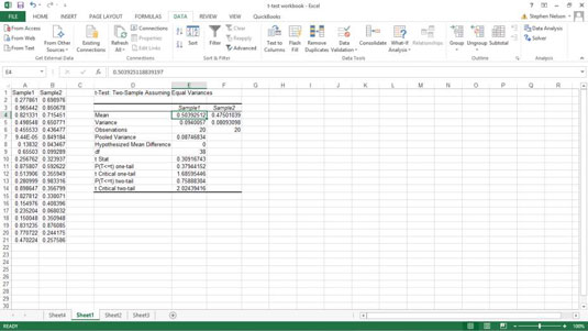 Com utilitzar l'eina d'anàlisi de dades t-test a Excel