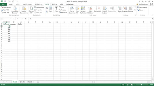 Hvordan beregne vektede bevegelige gjennomsnitt i Excel ved hjelp av eksponentiell utjevning