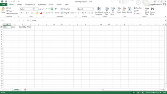 Kā manuāli izveidot Excel tabulu