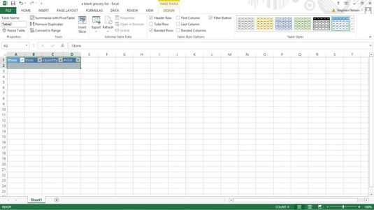 Com crear manualment una taula d'Excel