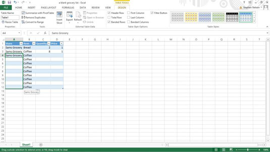 Com crear manualment una taula d'Excel