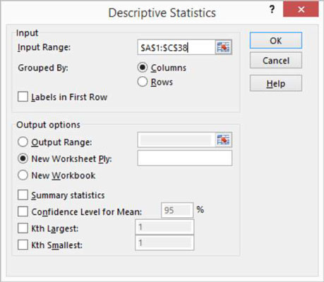 Com utilitzar l'eina d'estadística descriptiva d'Excel