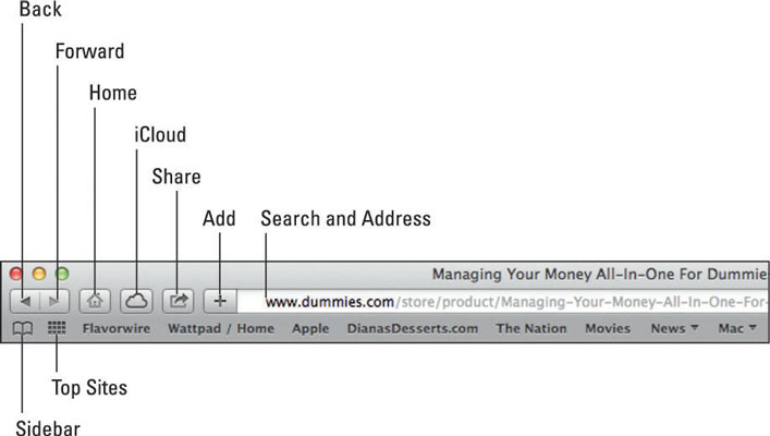 Eines de navegació web de Safari