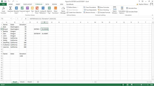 Com utilitzar les funcions DSTDEV i DSTDEVP a Excel