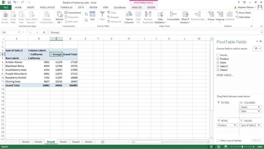 Excel-pivot-taulukon tietokohteiden ryhmittely ja ryhmittelyn purkaminen