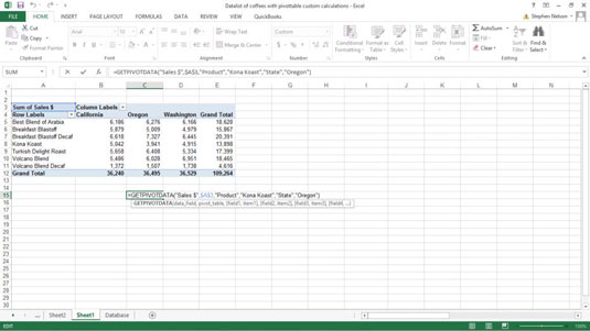 Yhden arvon saaminen Excel-pivot-taulukosta