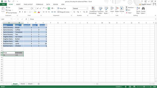 Lisäsuodatuksen käyttäminen Excel-taulukossa