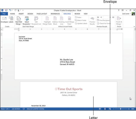 Com crear sobres en documents de Word 2013