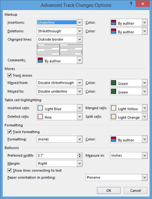 Com personalitzar la visualització de marques de Word 2013