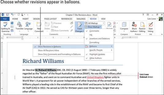 Com personalitzar la visualització de marques de Word 2013