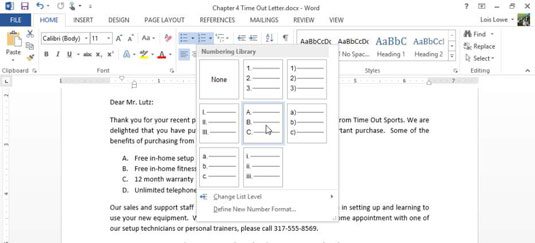 Hvordan endre nummereringsstiler i Word 2013