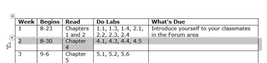 Kā programmā Word 2013 atlasīt rindas un kolonnas