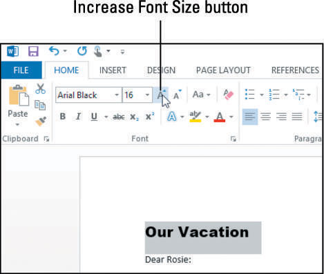 Hvordan formatere tekstfont, størrelse og farge i Word 2013