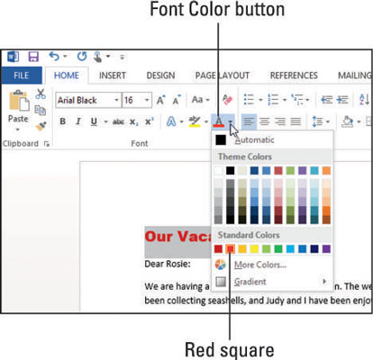 Kā formatēt teksta fontu, izmēru un krāsu programmā Word 2013