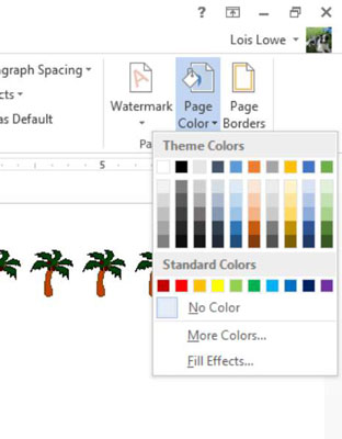 Kā lietot lapu fonus programmā Word 2013