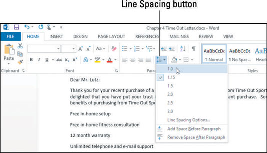 Kā pielāgot rindu un rindkopu atstarpes programmā Word 2013