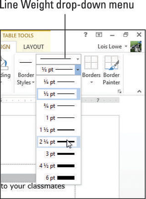 Sådan formateres tabelkanter i Word 2013