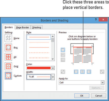 Kā formatēt tabulu robežas programmā Word 2013