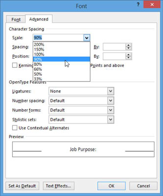 Slik justerer du tegnavstand i Word 2013