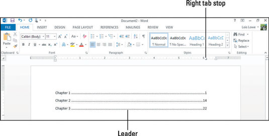 „Word 2013“ tabuliavimo stabdžių pagrindai