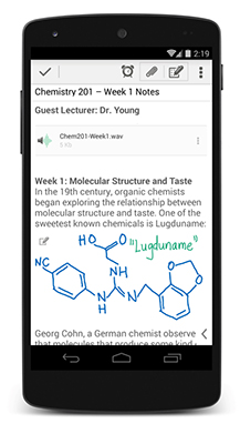 Jegyzetek kézírása az Evernote for Android alkalmazásban