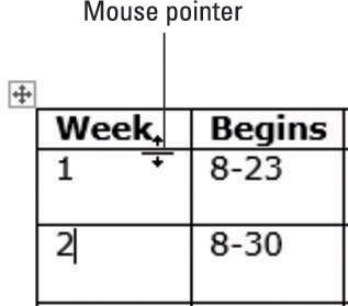 Kā mainīt tabulas rindu un kolonnu izmēru programmā Word 2013