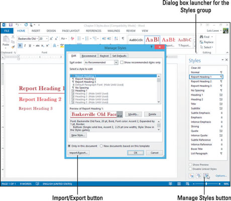 Kaip importuoti stilius iš kitų „Word 2013“ dokumentų