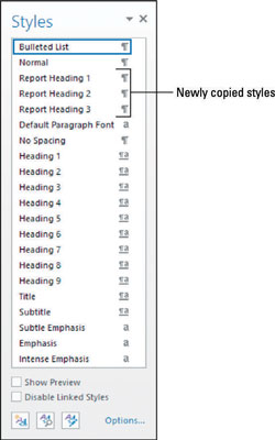 Jak importovat styly z jiných dokumentů v aplikaci Word 2013