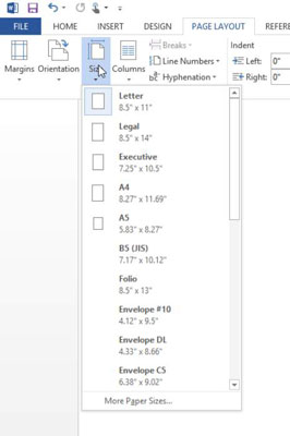 Sådan indstilles sidemargener, -størrelse og -retning i Word 2013