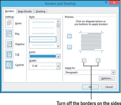 Kaip pridėti sienų ir šešėlių programoje „Word 2013“.