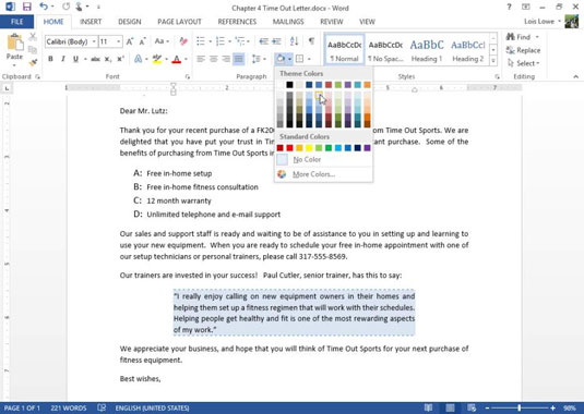 Reunusten ja varjostuksen lisääminen Word 2013:ssa