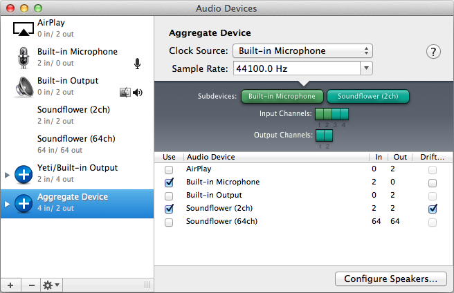 Запис із кількома аудіоінтерфейсами в Logic Pro X