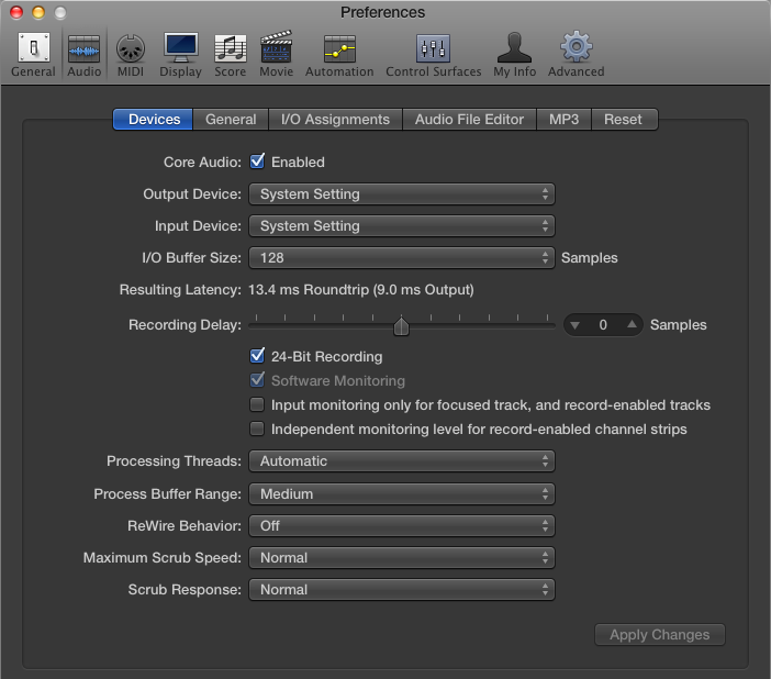 Logic Pro X mitme heliliidesega salvestamine