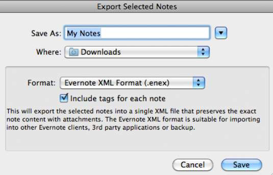 Evernote: Izvoz s Maca