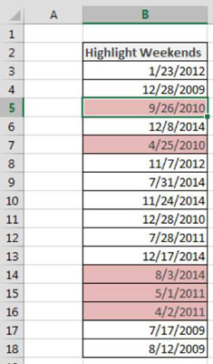 Hvernig á að auðkenna helgardagsetningar í Excel