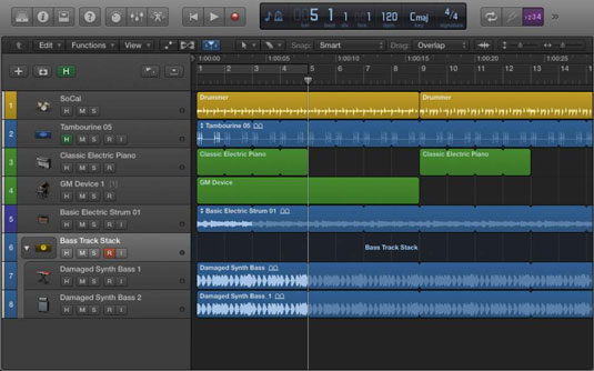 Hovedvinduet i Logic Pro X