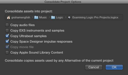 Logic Pro X -projektisi siivoaminen