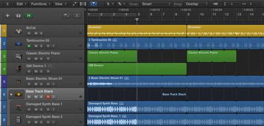 Oblasť Tracks Logic Pro X