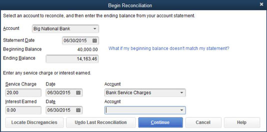 Com equilibrar un compte bancari a QuickBooks 2015