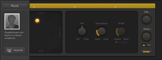 Velg og diriger trommeslageren din i Logic Pro X Editor