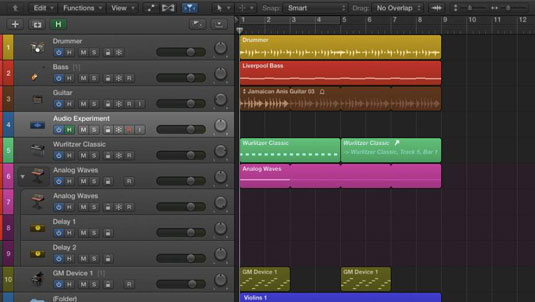 Kā kārtot un paslēpt ierakstus programmā Logic Pro X