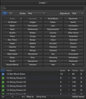 Prehliadač Loop v Logic Pro X