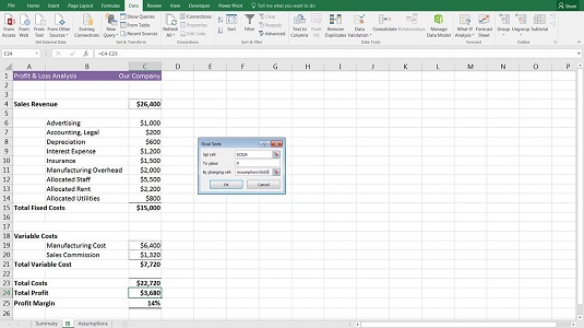 Si të përdorni kërkimin e qëllimit në modelin tuaj financiar Excel