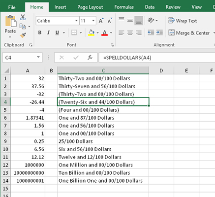 Skaičių rodymas kaip žodžiai „Excel“.