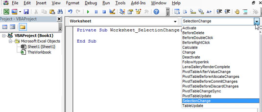 Macros d'Excel i esdeveniments de fulls de treball